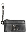 Black Calfskin Leather DG Logo Card Holder Women Wallet