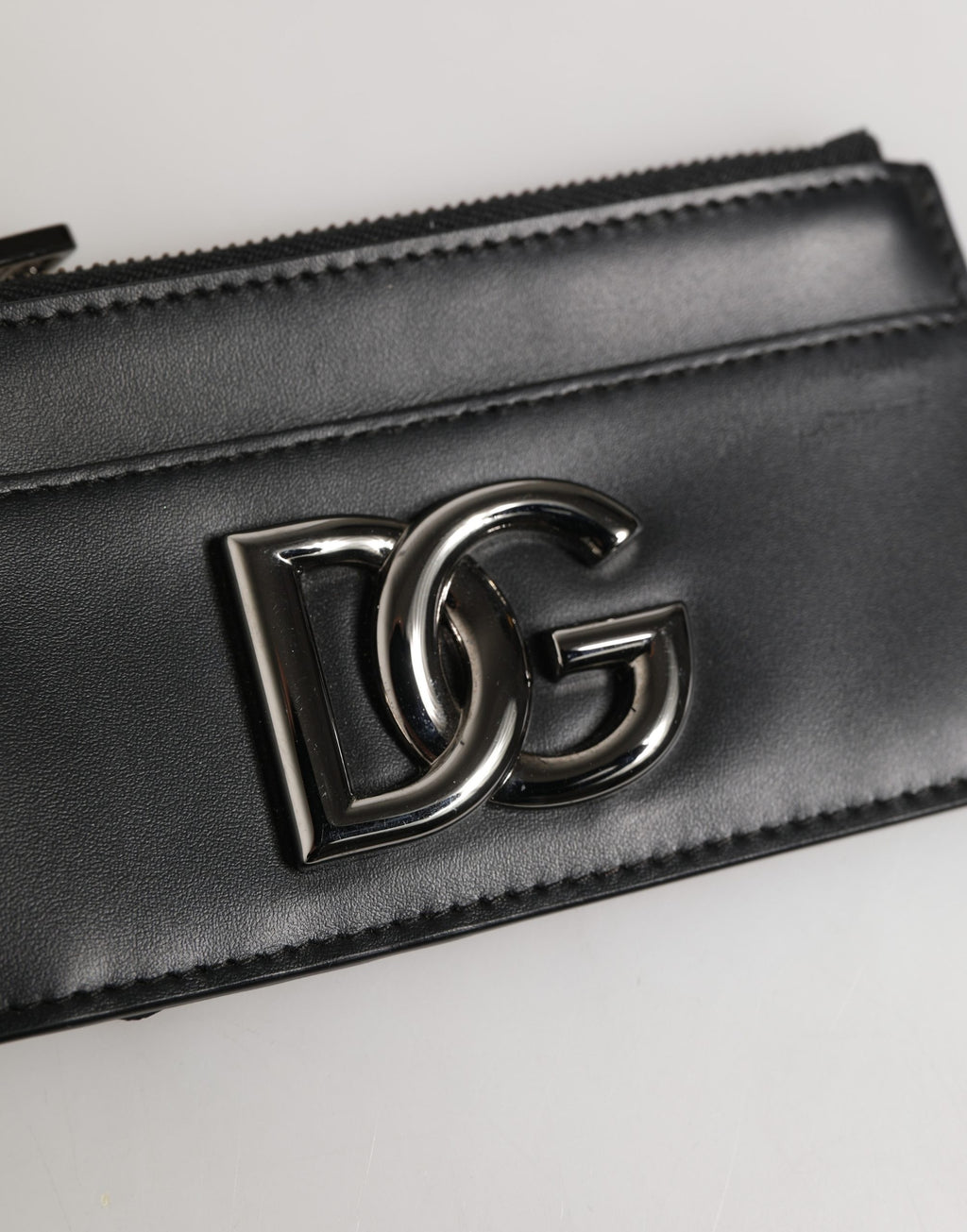 Black Calfskin Leather DG Logo Card Holder Women Wallet