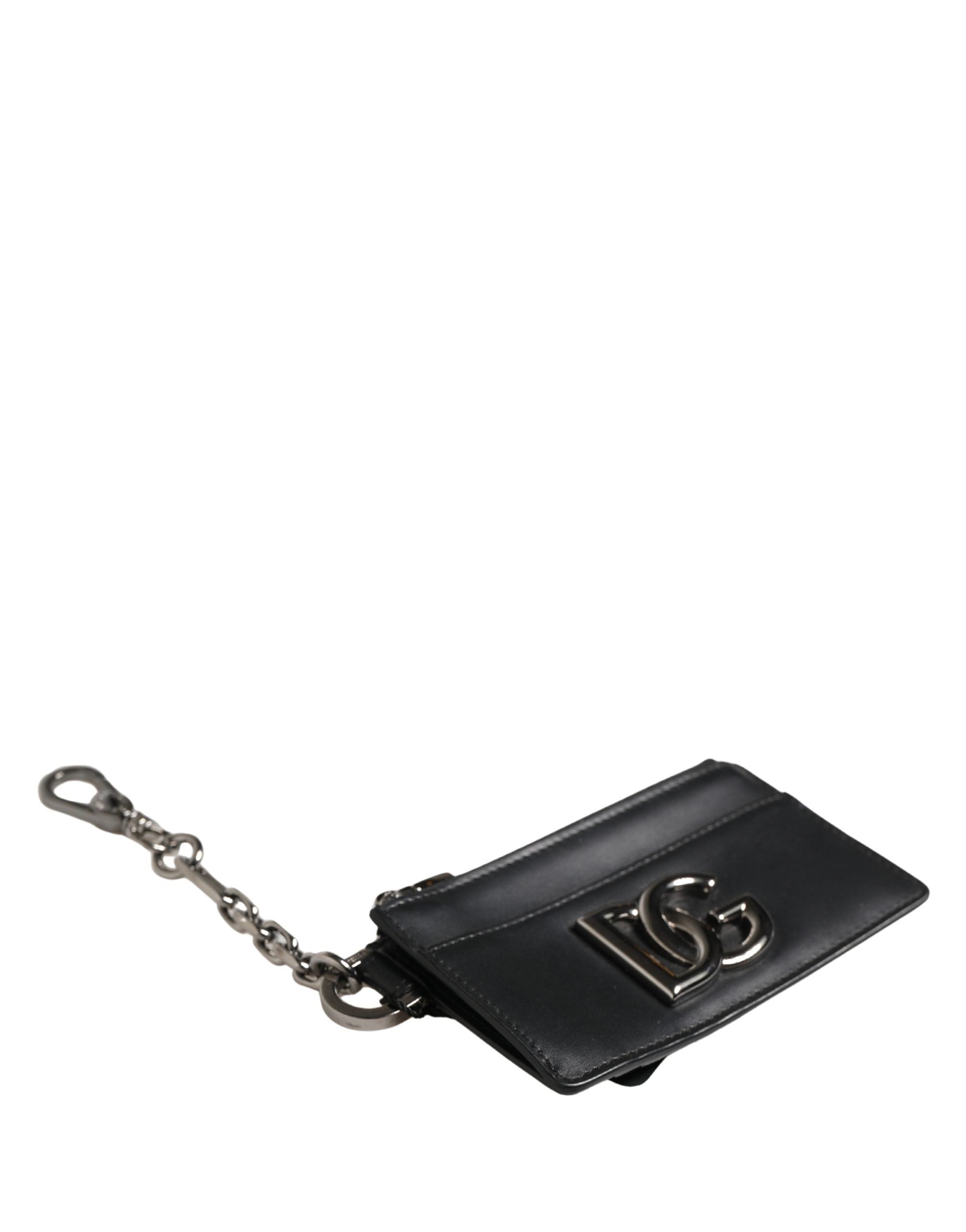 Black Calfskin Leather DG Logo Card Holder Women Wallet