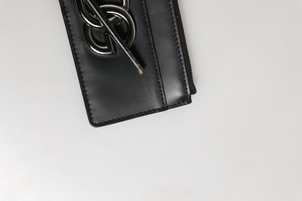 Black Calfskin Leather DG Logo Card Holder Women Wallet