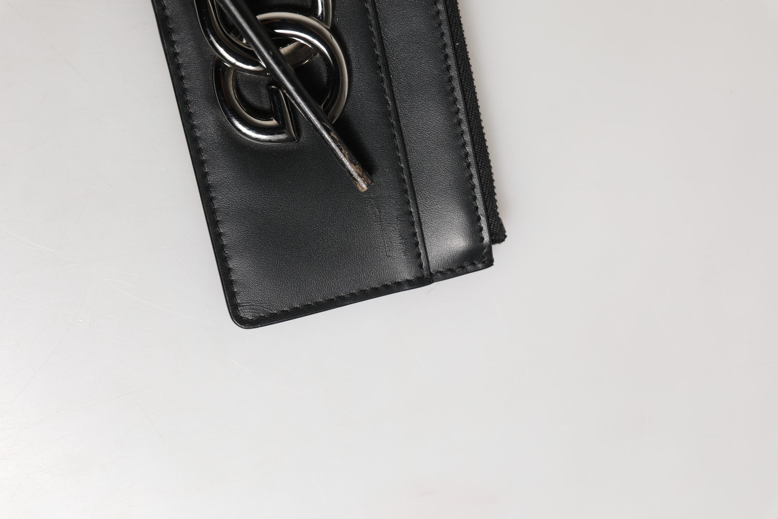 Black Calfskin Leather DG Logo Card Holder Women Wallet