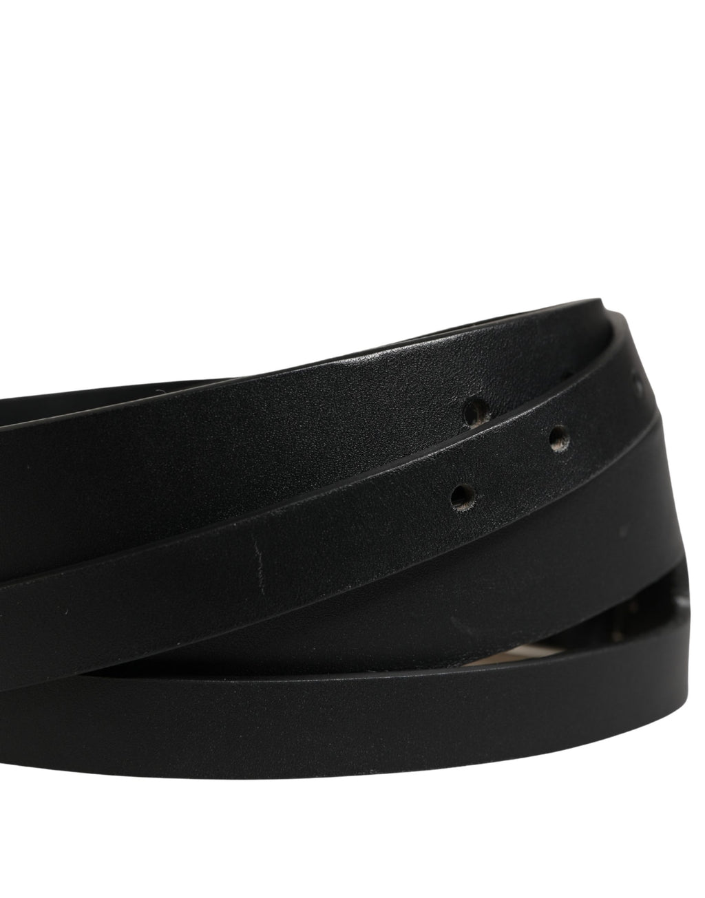 Black Double Strap Leather Silver Buckle Belt