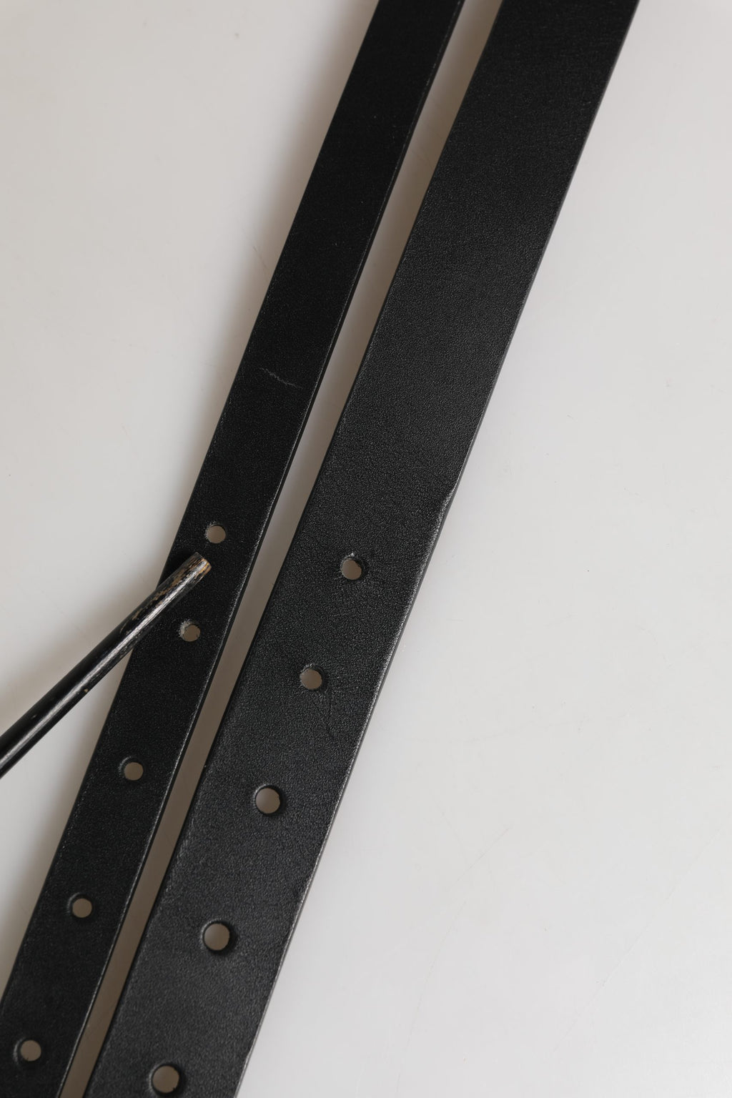 Black Double Strap Leather Silver Buckle Belt