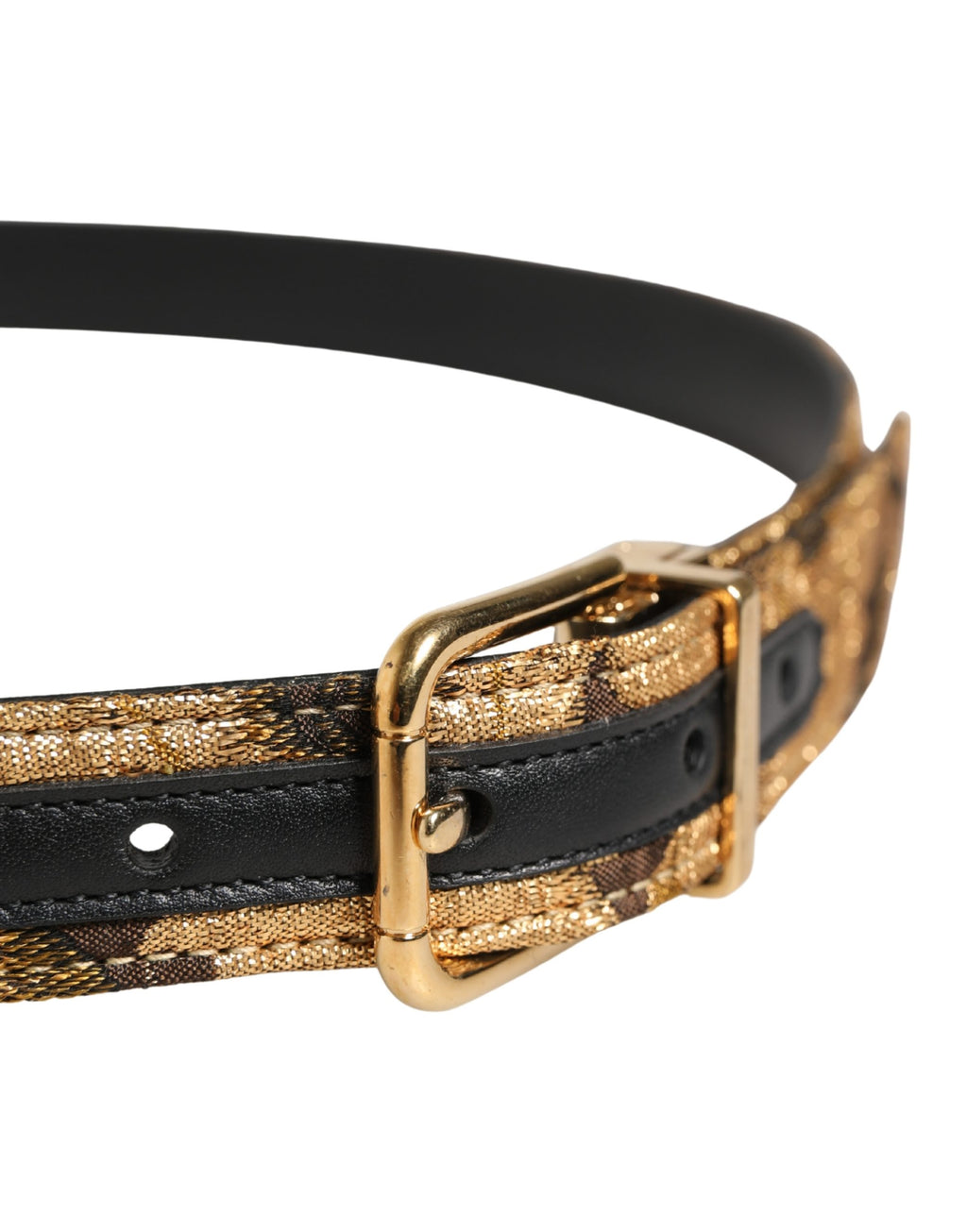Beige Acetate Leather Gold Metal Buckle Belt