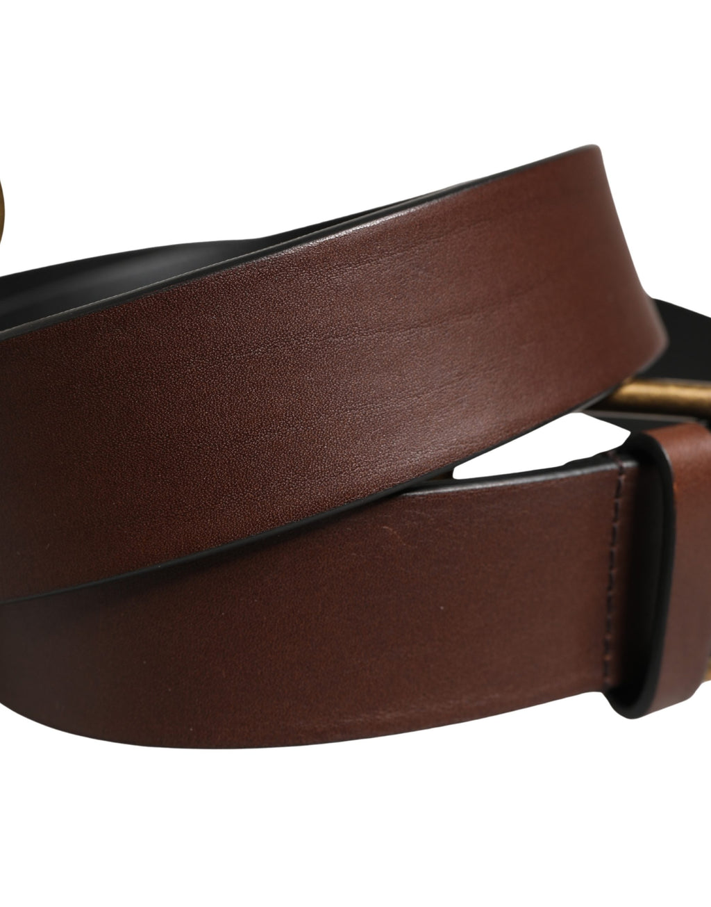 Men Brown Classic Leather Metal Buckle Belt