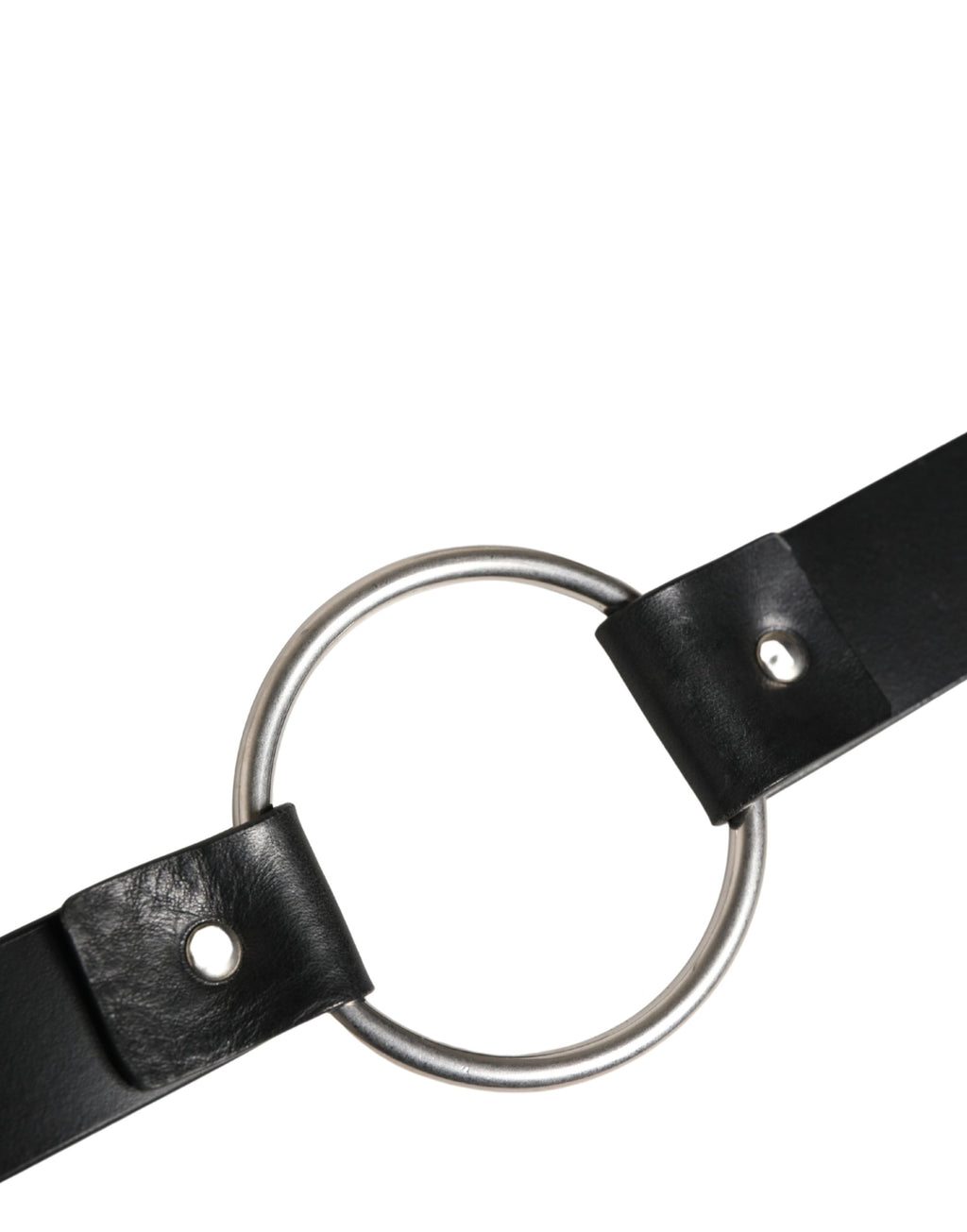 Black Double Strap Leather Silver Buckle Belt