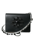 Black White Leather Crystal Embellished Cardholder Wallet