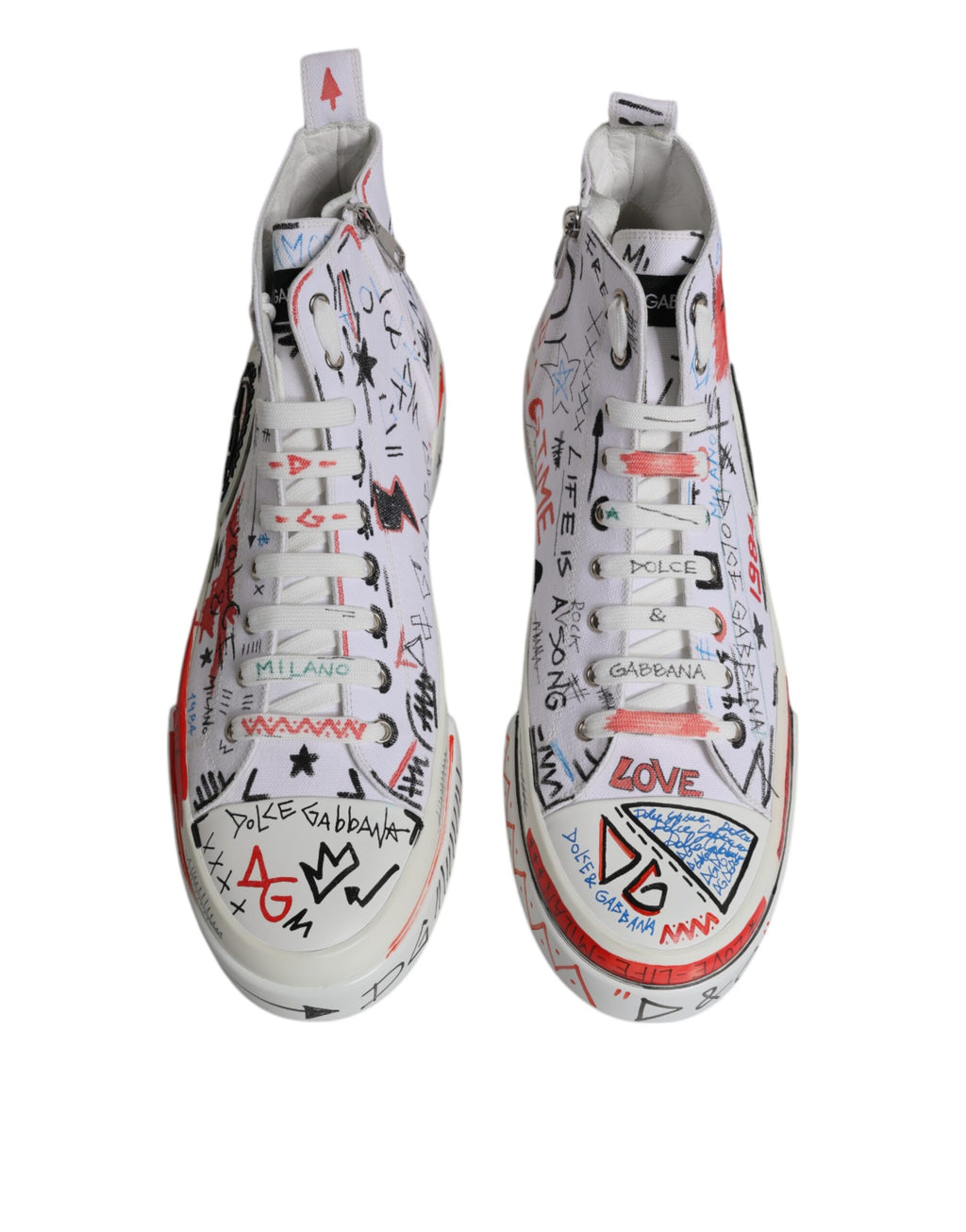 White Portofino Graffiti High Top Men Sneakers Shoes