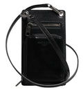 Black Horse Leather Zip Logo Shoulder Neck Strap Wallet