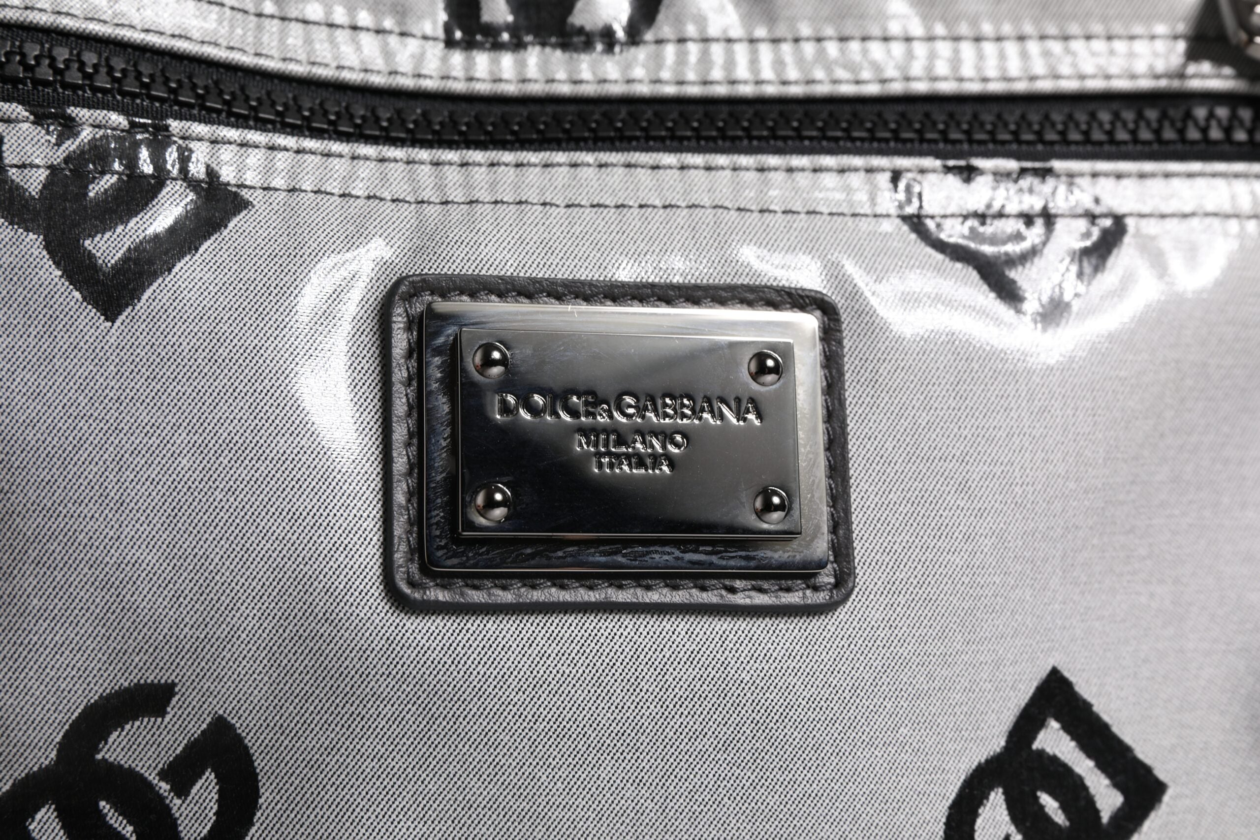 Polyester Gray Black DG Logo Plaque Backpack Bag