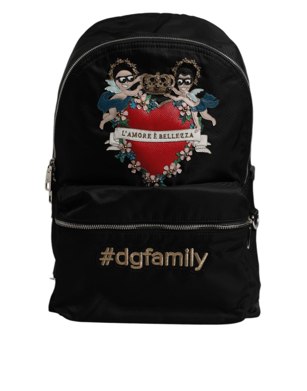 Mochila adornada de nailon negro #DGFAMILY VULCANO Bag