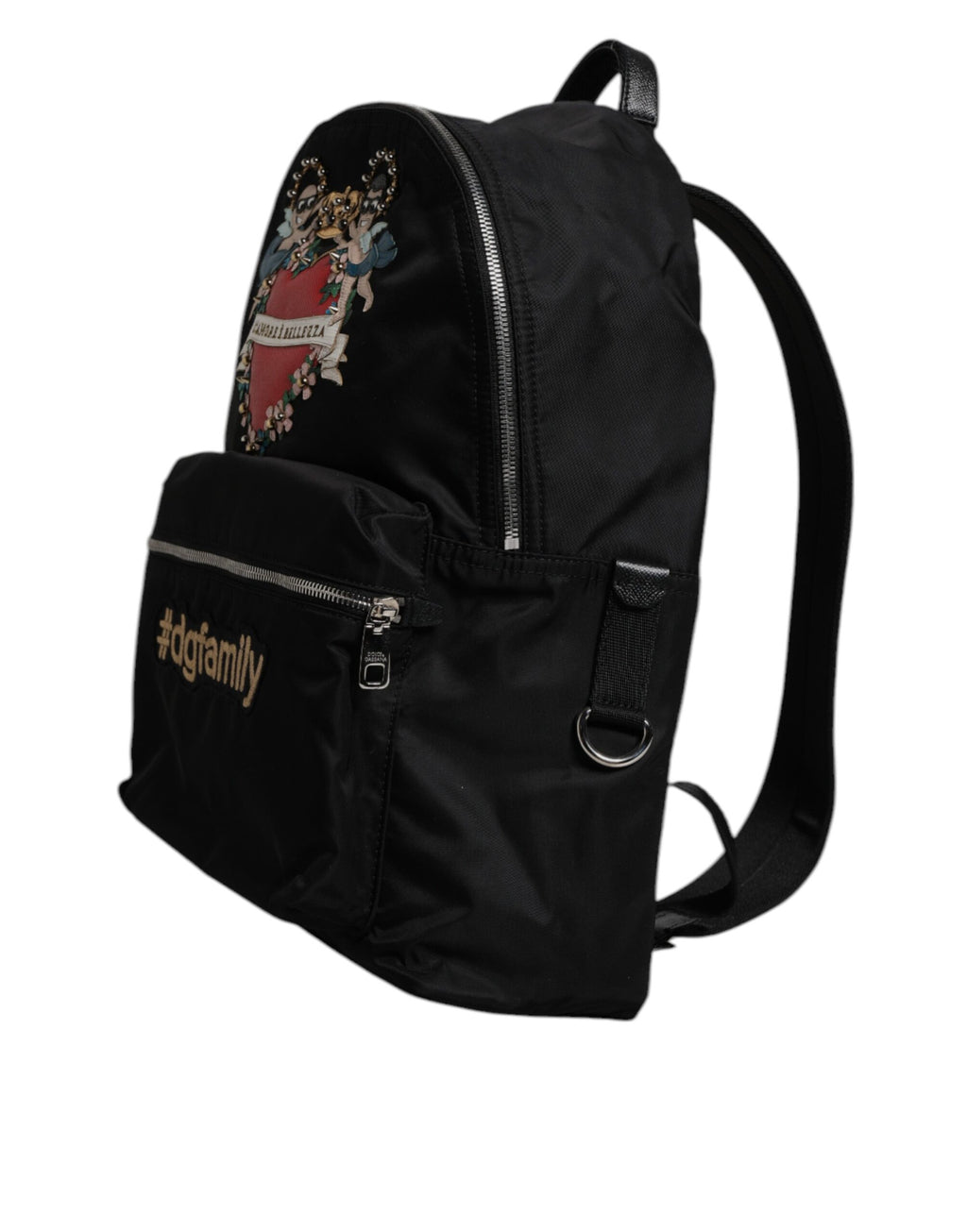 Mochila adornada de nailon negro #DGFAMILY VULCANO Bag