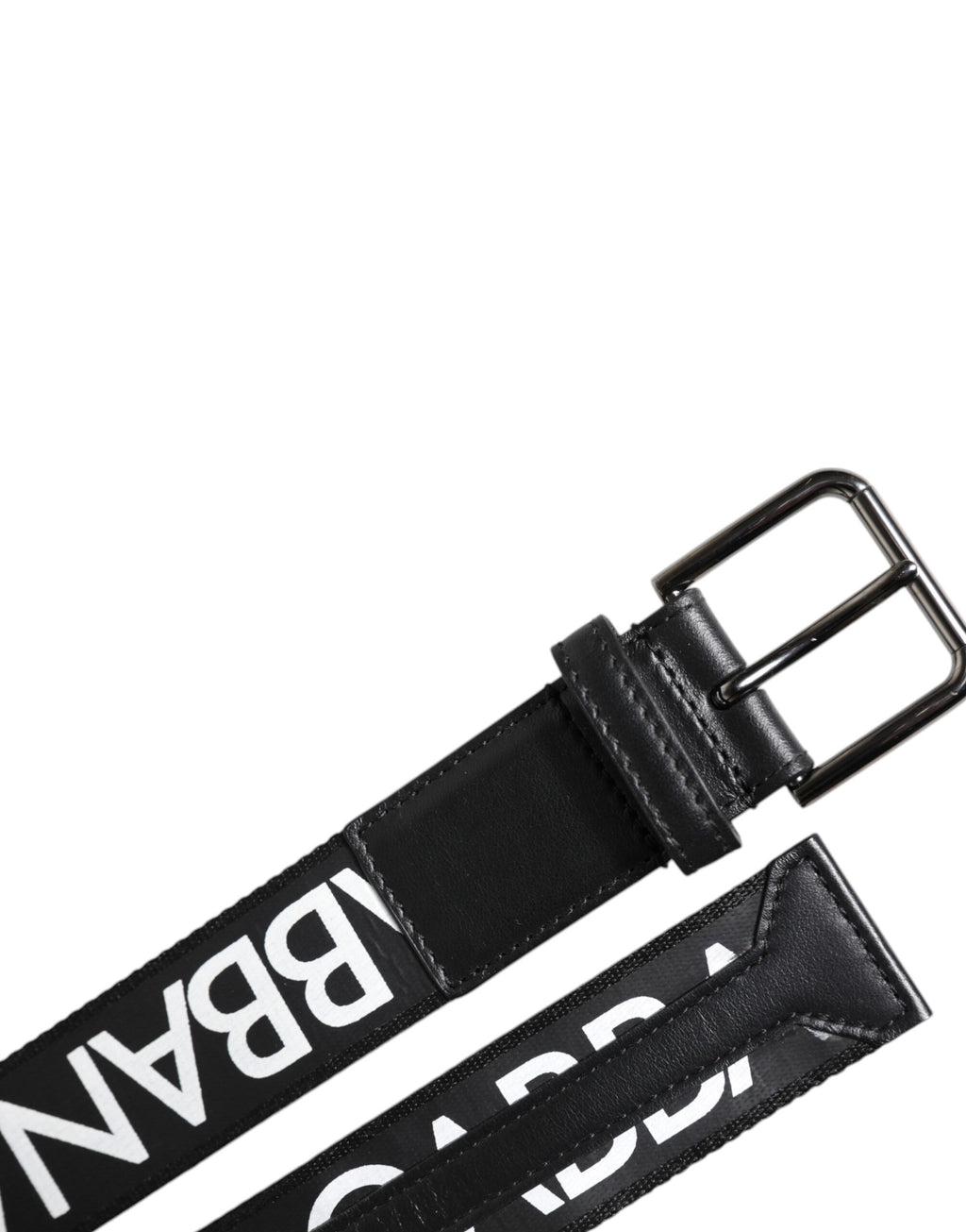 Black Leather Classic Metal Logo Buckle Belt