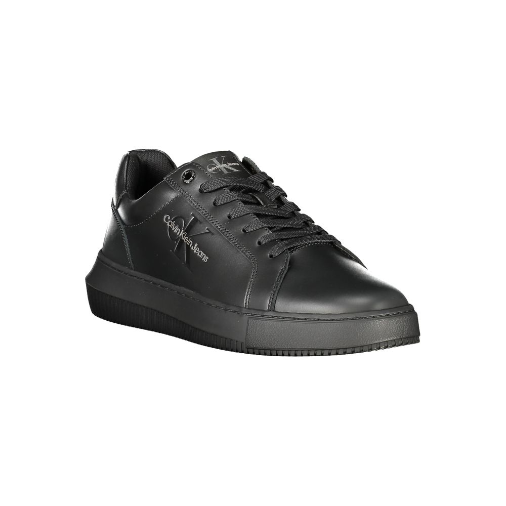 Swart Leer Mans Sneaker