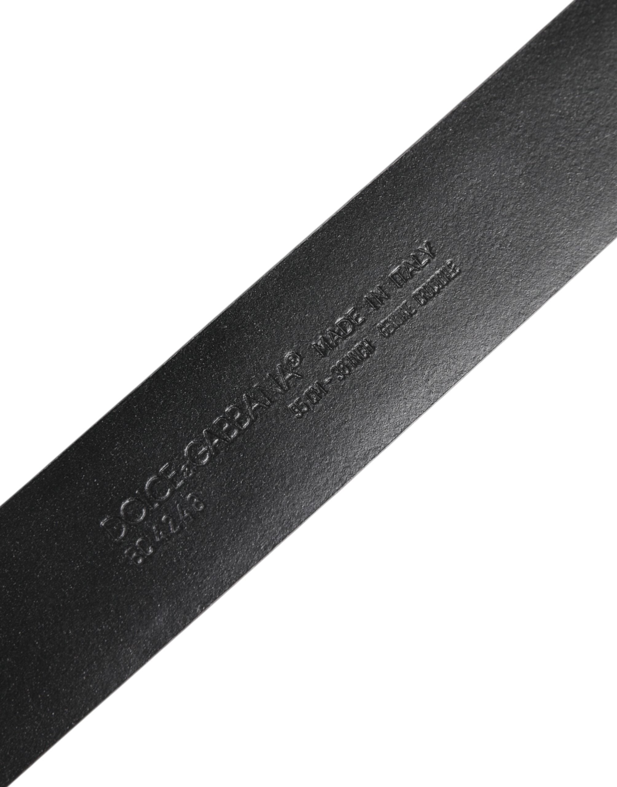 Black Exotic Leather DG Logo Buckle Belt