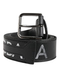 Black Polyester Leather Metal Buckle Belt