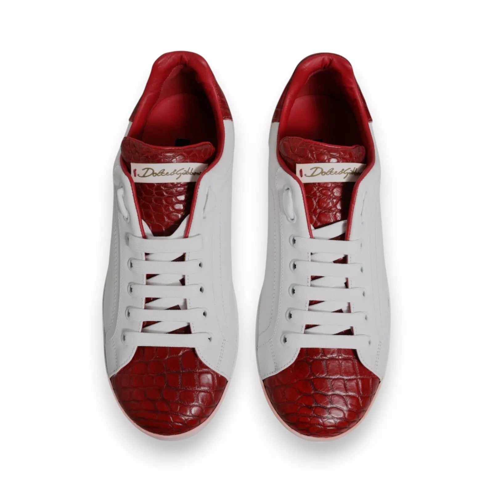 White Red Leather Logo Portofino Sneaker