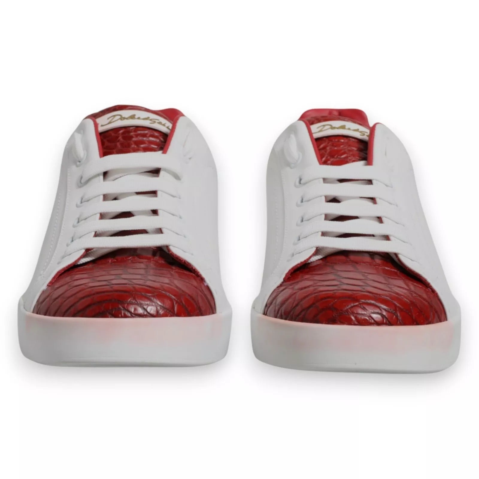 White Red Leather Logo Portofino Sneaker