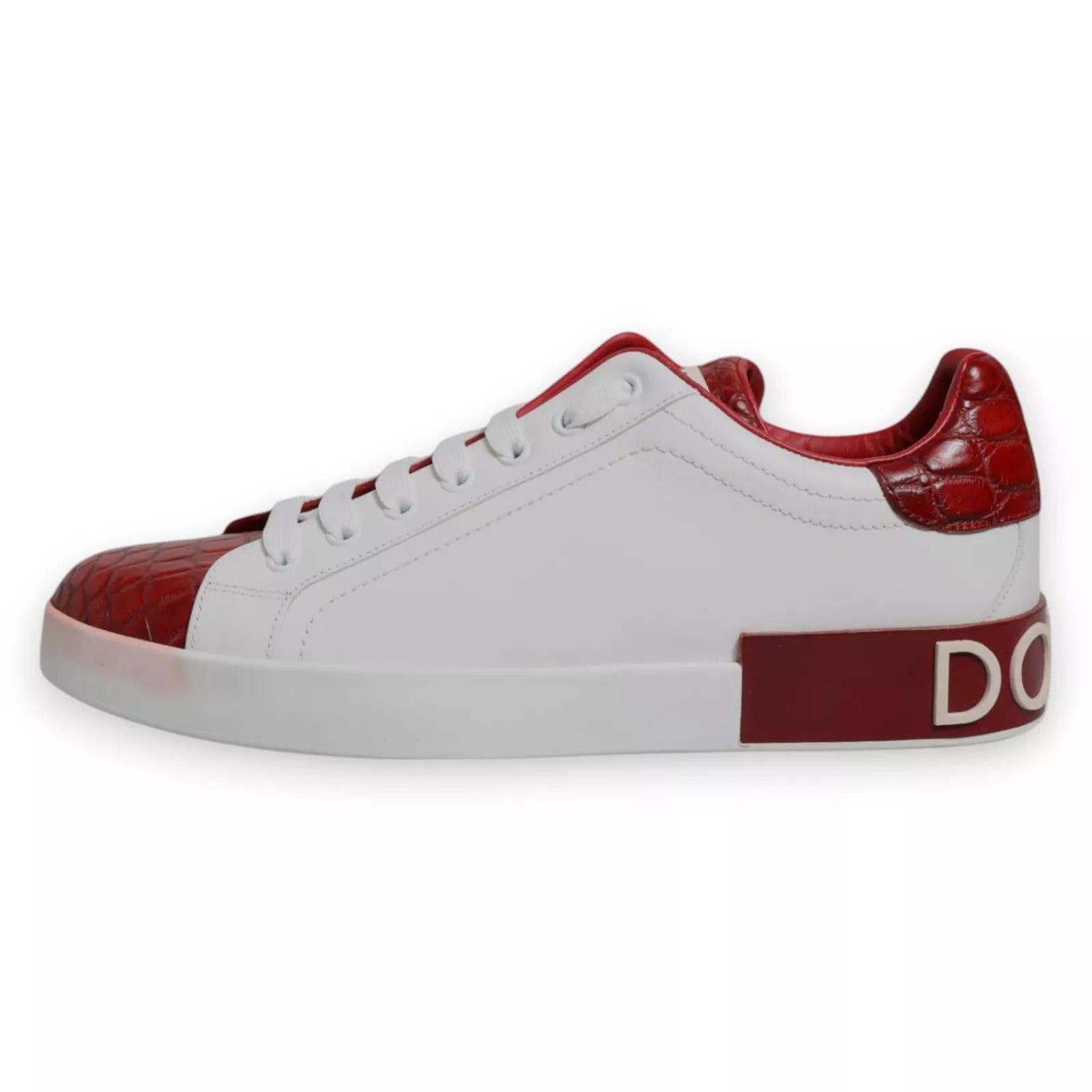 White Red Leather Logo Portofino Sneaker
