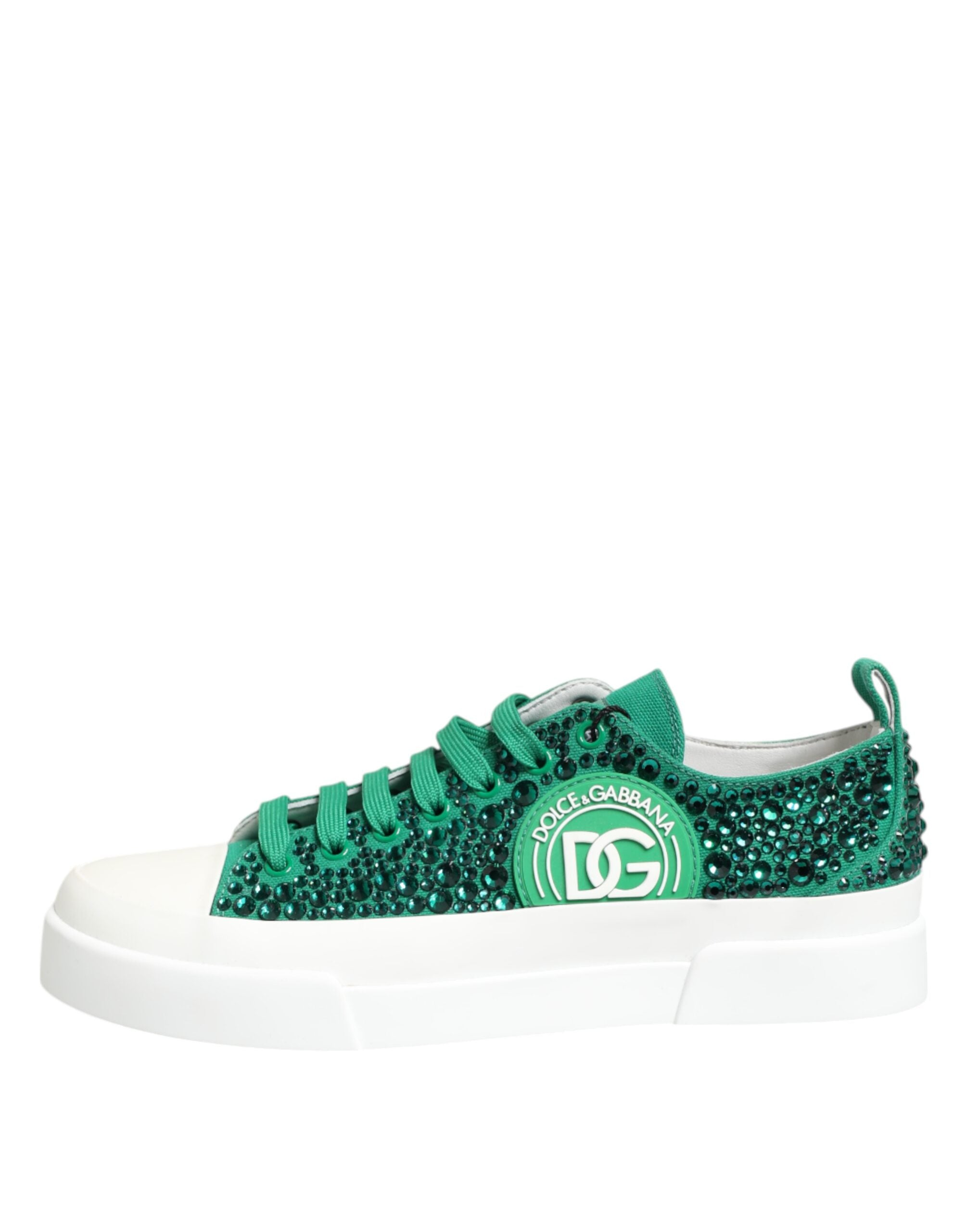 Green Portofino Crystal DG Logo Sneakers Shoes