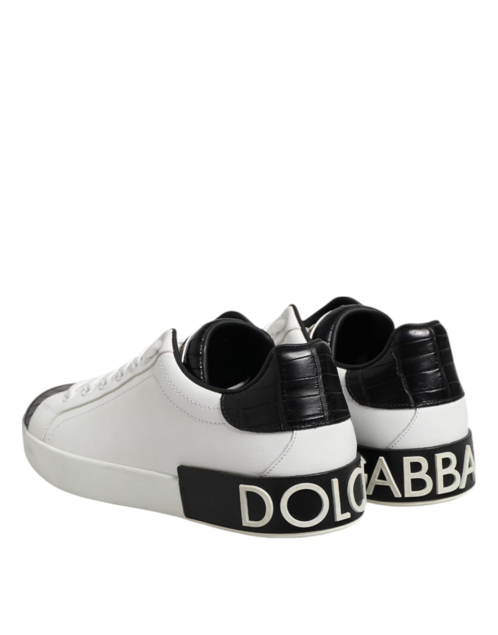 White Black Leather Portofino Sneaker Shoes