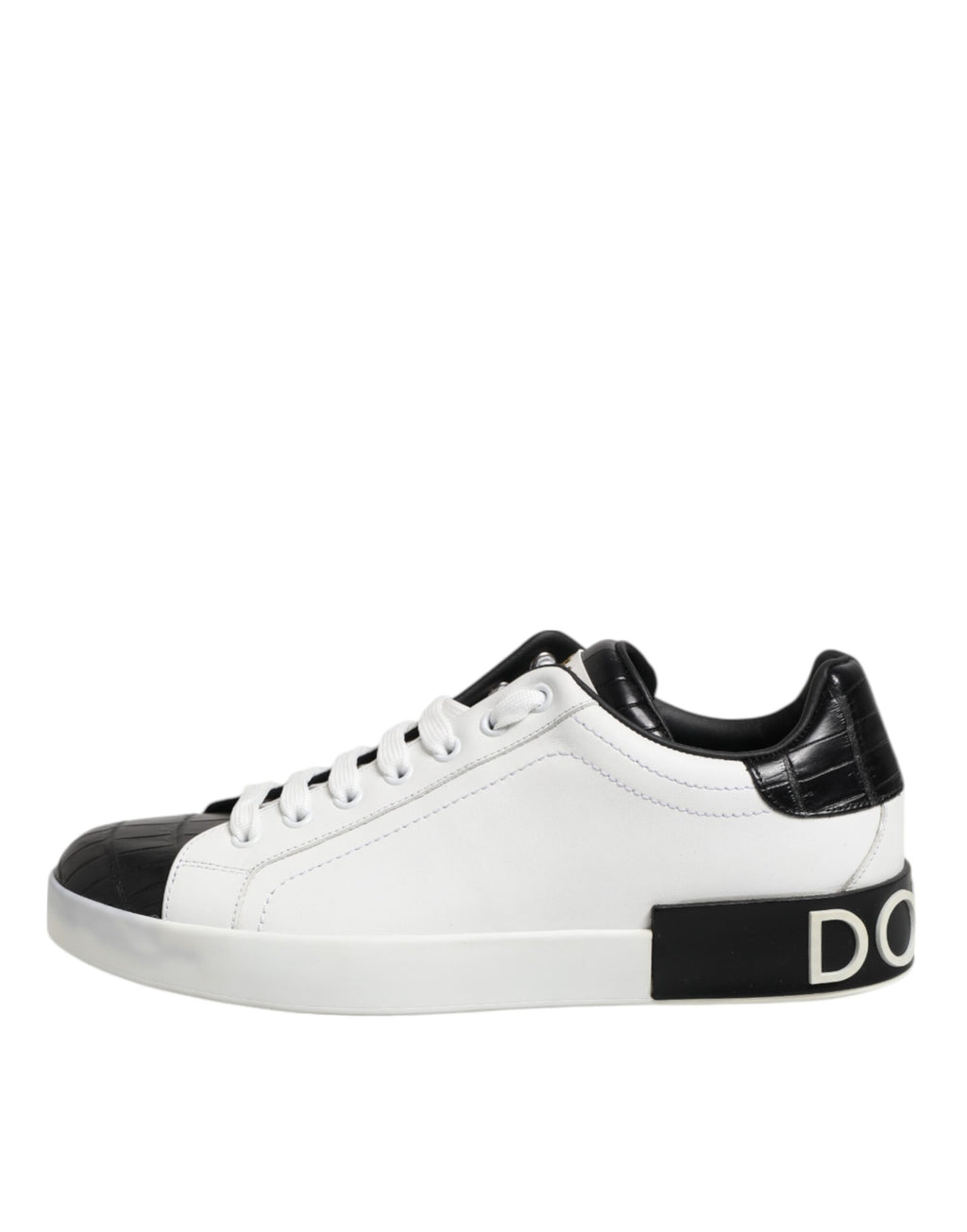 White Black Leather Portofino Sneaker Shoes