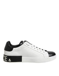 White Black Leather Portofino Sneaker Shoes