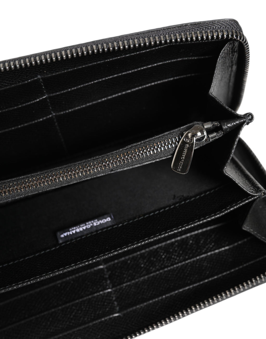 Black Gray Leopard Leather Zip Around Continental Wallet