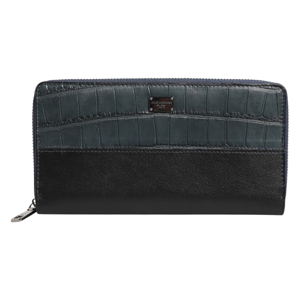 Black Blue Exotic Leather Men Continental Clutch Wallet
