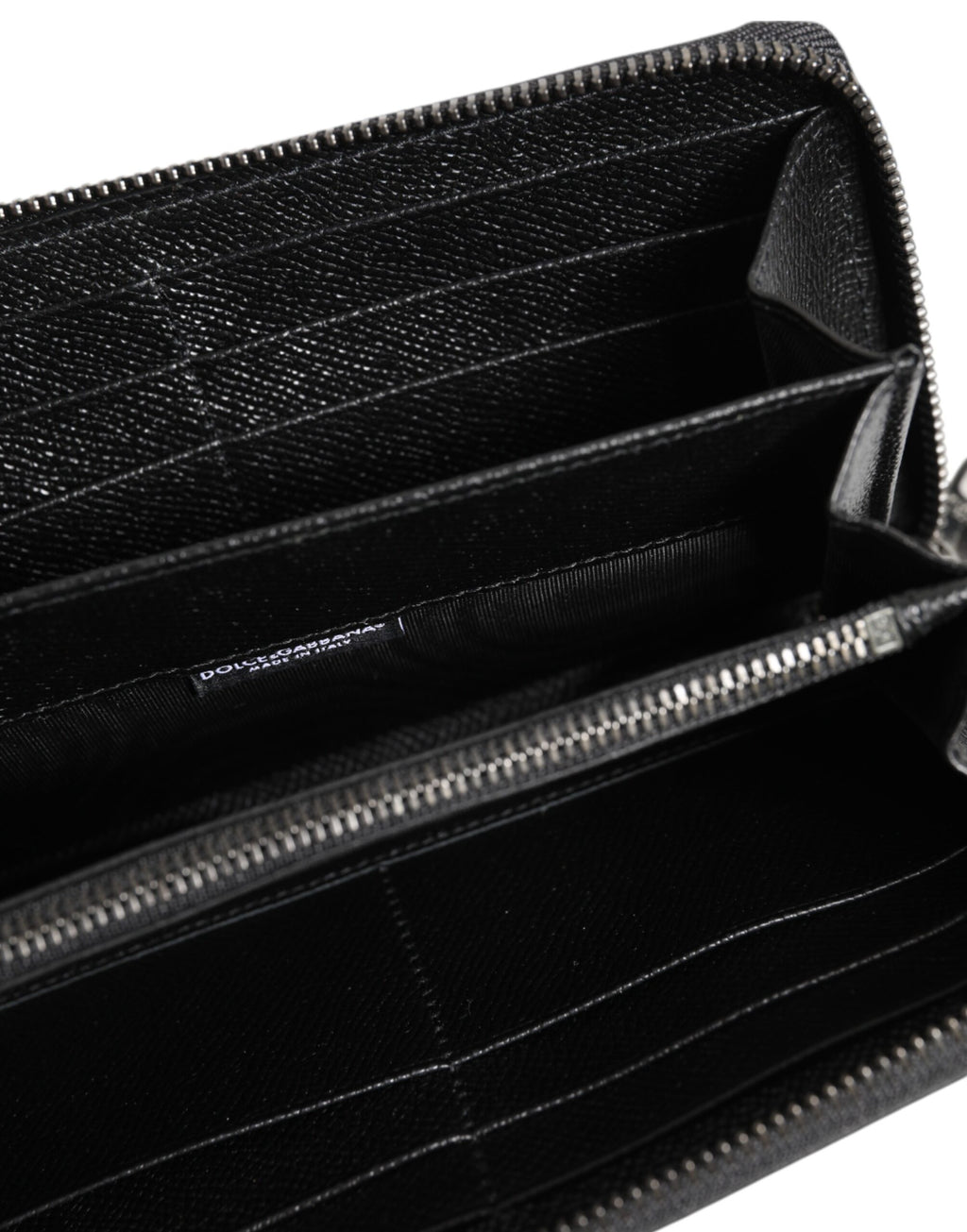 Black Leather #DGFAMILY Zipper Continental Mens Wallet