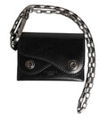 Black Cavallo Leather Wallet Chain Snap Bifold Card Holder