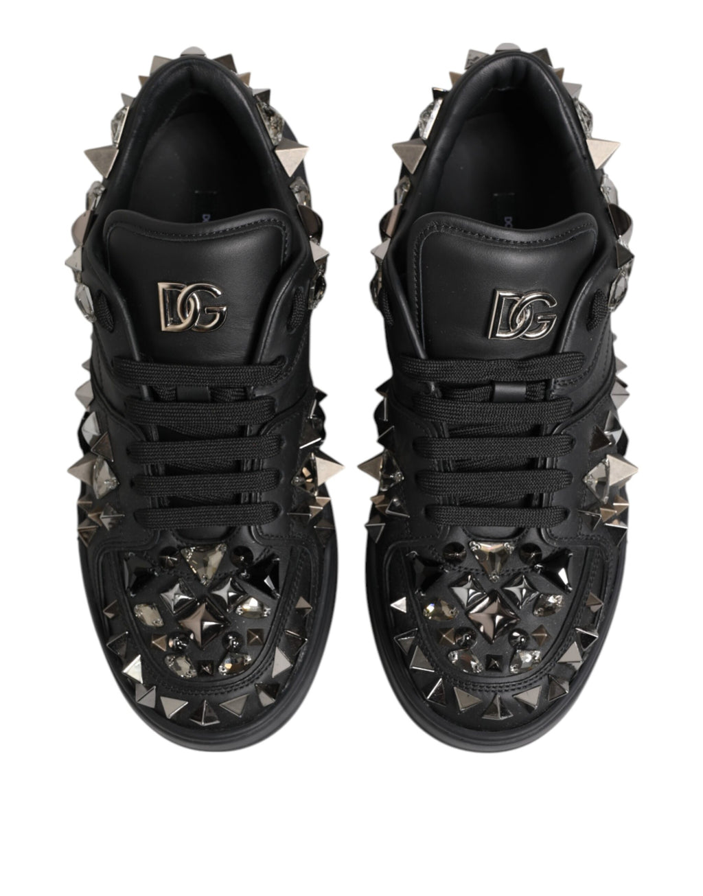 Black Portofino Studded Men Sneakers Shoes