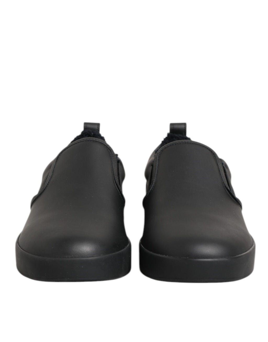 Black Leather Low Top Slip On Sneakers Shoes