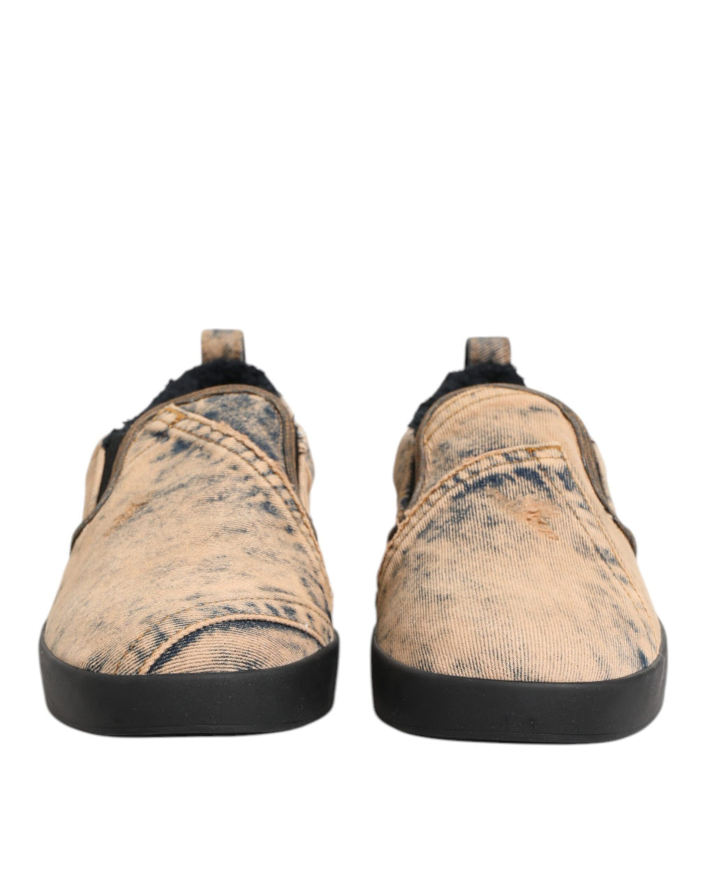 Beige Cotton Low Top Slip On Sneakers Shoes