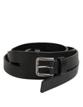 Black Double Strap Leather Gold Buckle Belt